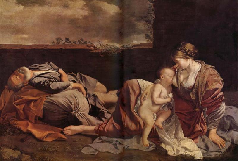 Orazio Gentileschi Le Repos de la Sainte Famille pendant la fuite en Egypte oil painting picture